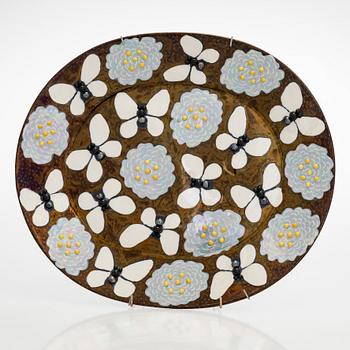 Birger Kaipiainen, koristelautanen, keramiikka, "Butterfly", Arabia Art 1982, signeerattu ja numeroitu II 0/300.