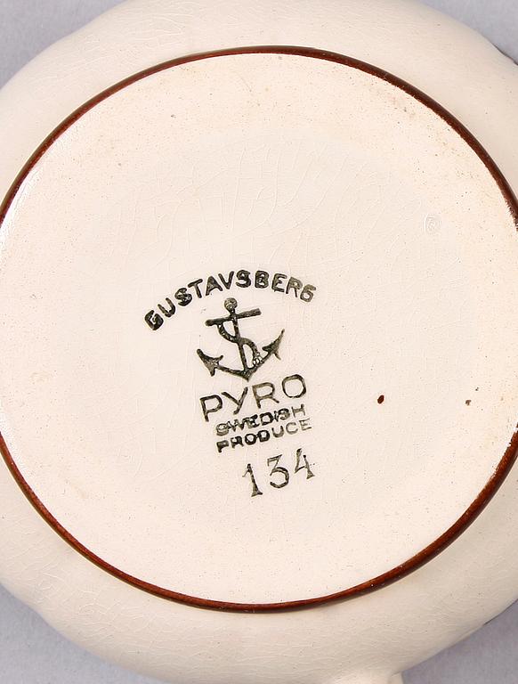SOCKERSKÅLAR, 6 st, "Pyro Brun", Wilhelm Kåge, Gustavsberg. Modell nr 134.