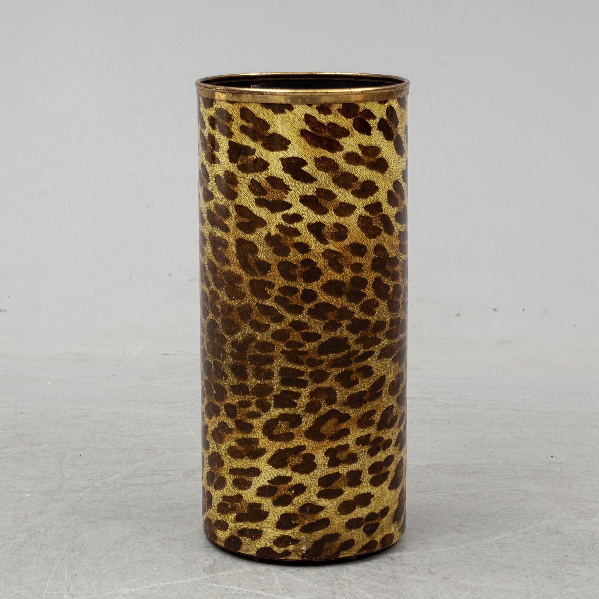 FORNASETTI, a leopard print tin umbrella stand, Milan, Italy.
