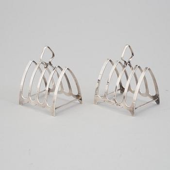 A pair of TOASTRACK, Arnald E Williams, Birmingham, 1943, silver.