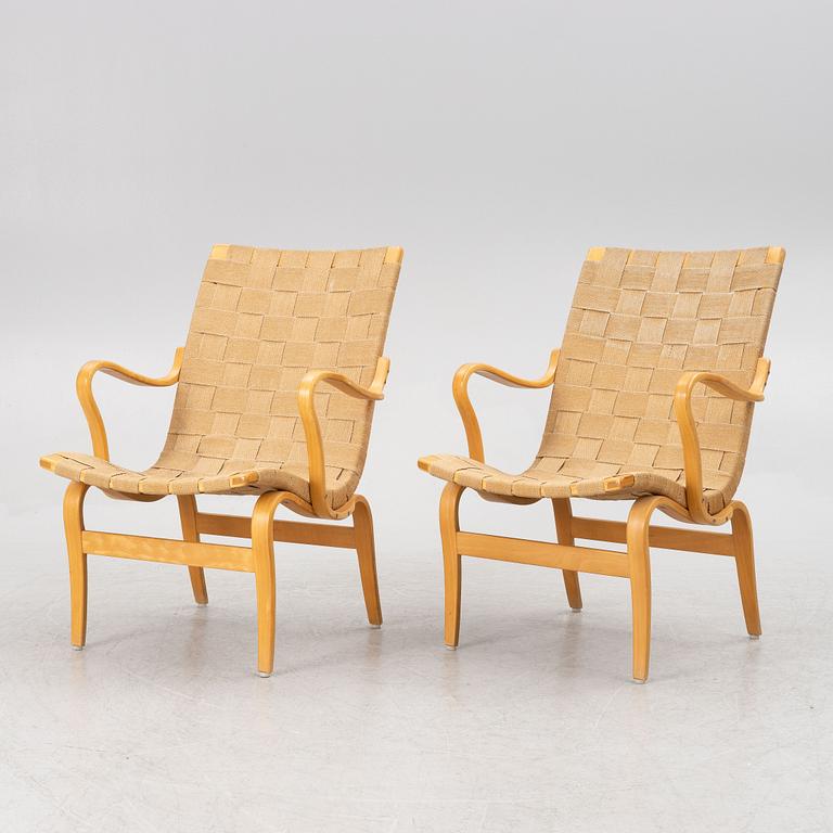 Bruno Mathsson, a pair of 'Eva', armchairs, Karl Mathsson, 1976.