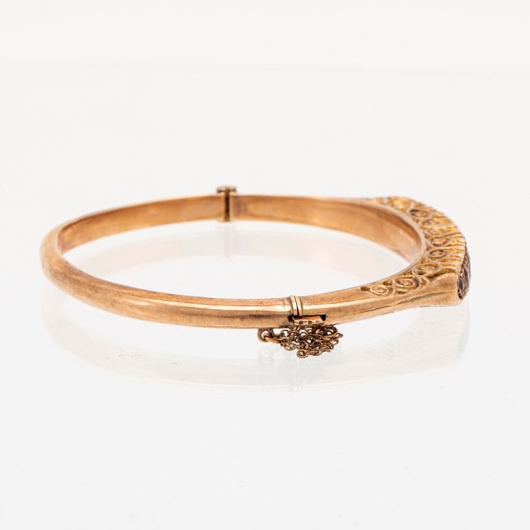 Armband 9K guld med rosenslipade diamanter och fasetterad glas, Birmingham.