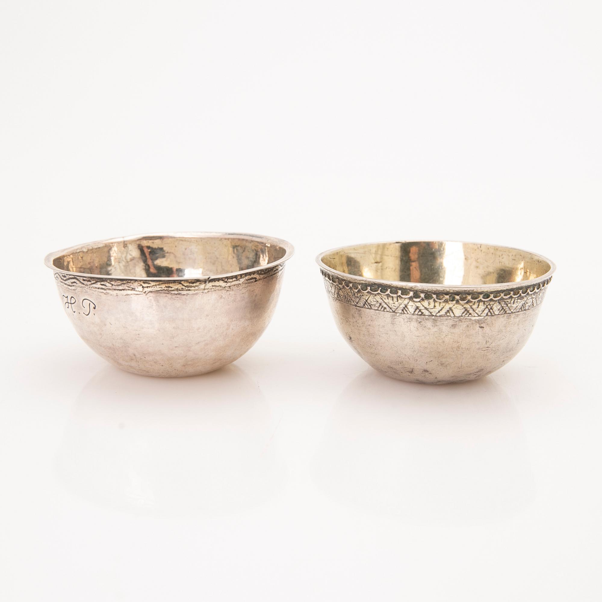 Four beakers, silver, Kristianstad, 18th/19th century.