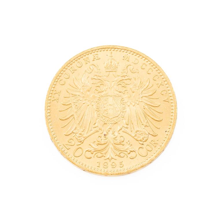 Guldmynt, Österrike-Ungern, 20 Corona, 1895.