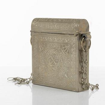 A silver plated Quran case, Noth Africa, circa 1900.