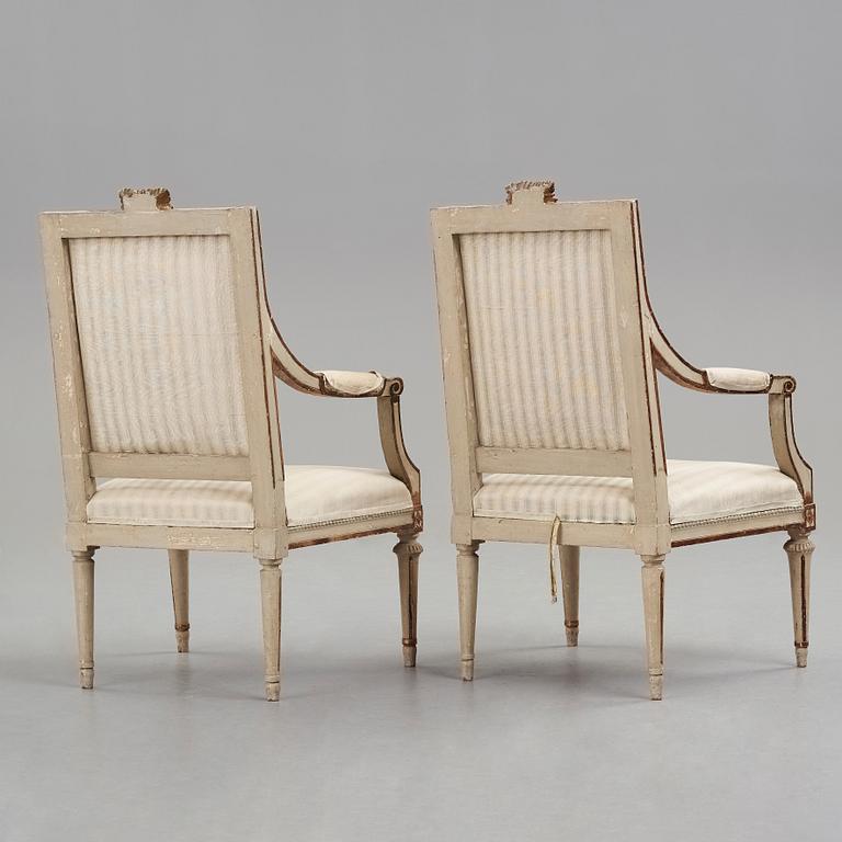 KARMSTOLAR, ett par, stockholmsarbeten, 1700-talets andra hälft, gustavianska.