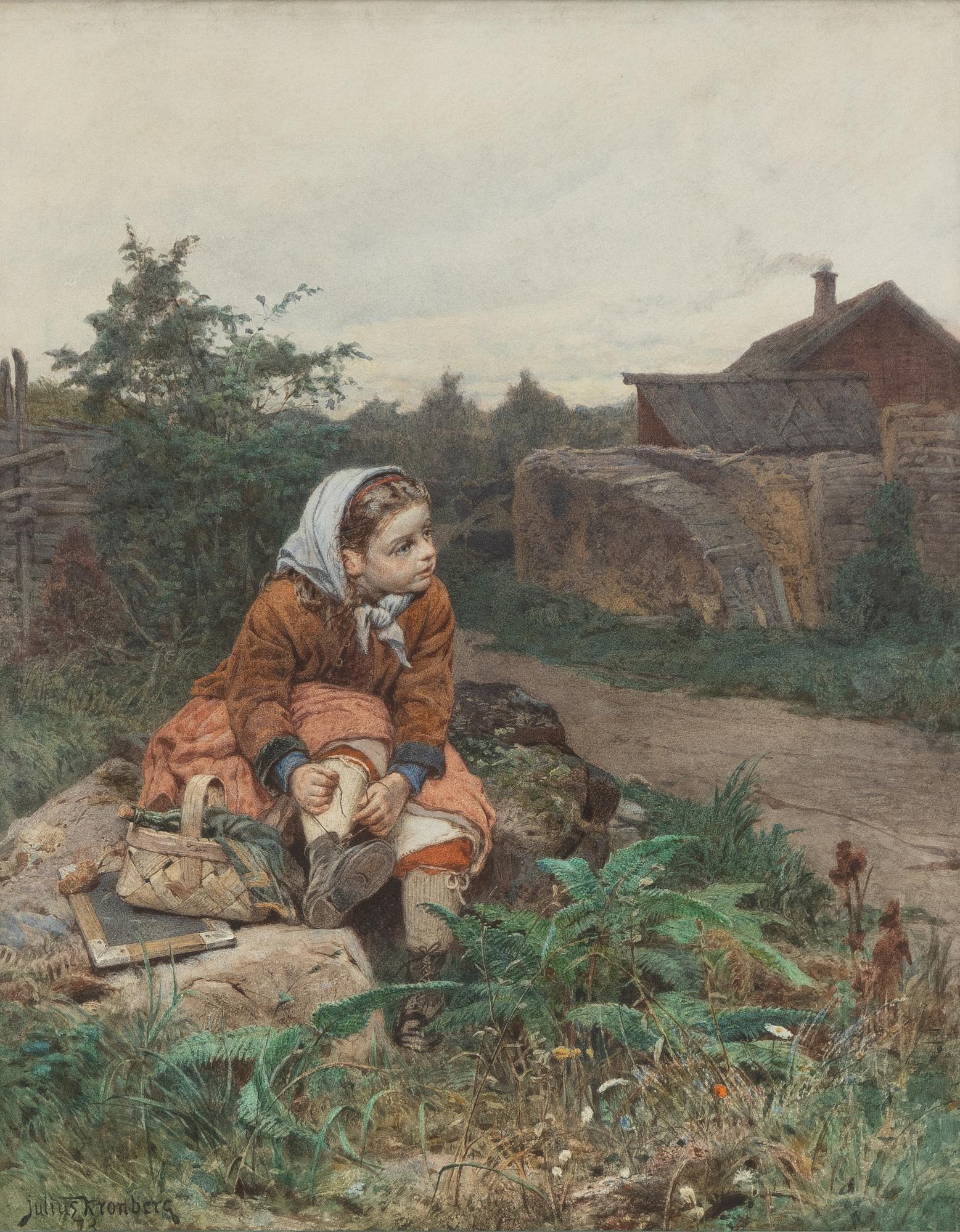 Julius Kronberg, Snöra skon.