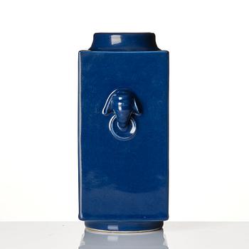 A blue glazed 'cong formed' vase, Qing dynasty, Guangxu mark and period (1875-1908).