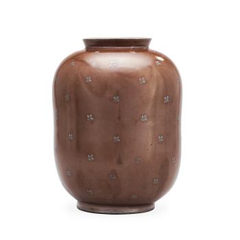 A Wilhelm Kåge brown 'Argenta' stoneware vase, Gustavsberg.