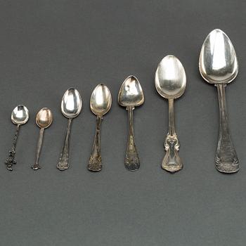 32 PCS SILVER SPOON, 19th and 20th century,