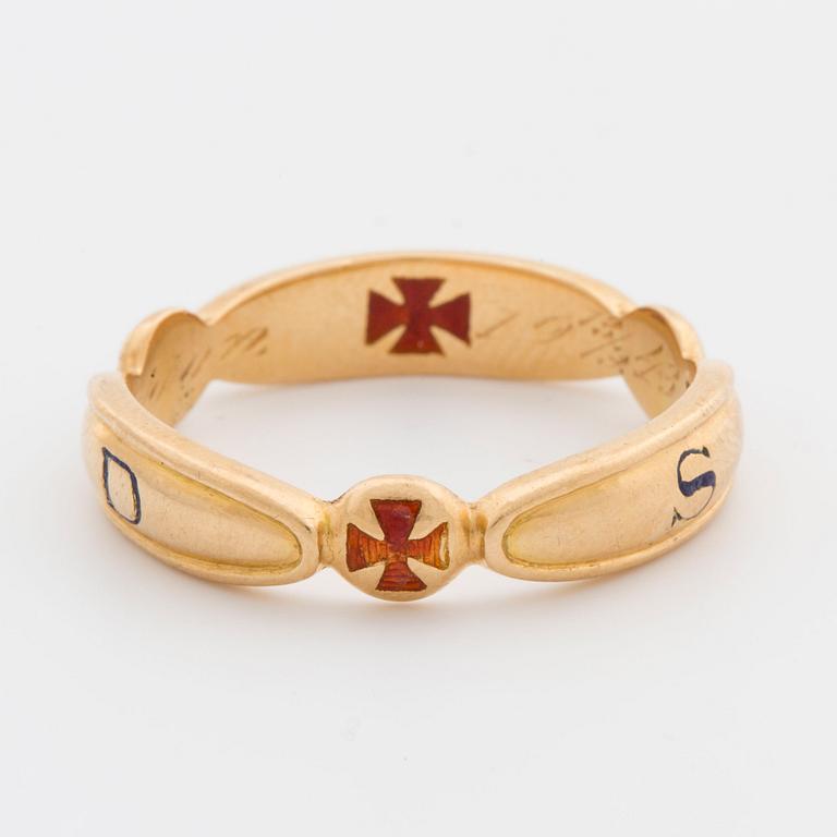 RING, "Frimurarring", 18K guld, Erik Sandahl, Jönköping, 1934,