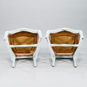 A pair of  Swedish Gustavian late 18th century armchairs, Stockholm.