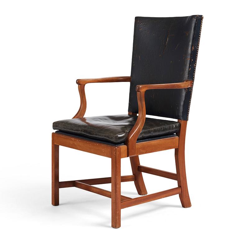 Josef Frank, a mahogany and black leather chair, Svenskt Tenn Sweden 1930-40s, model 635. Alva & Gunnar Myrdal Collection.