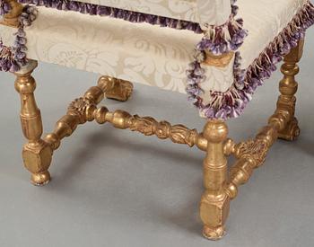 A pair of French Baroque chairs, circa 1700.