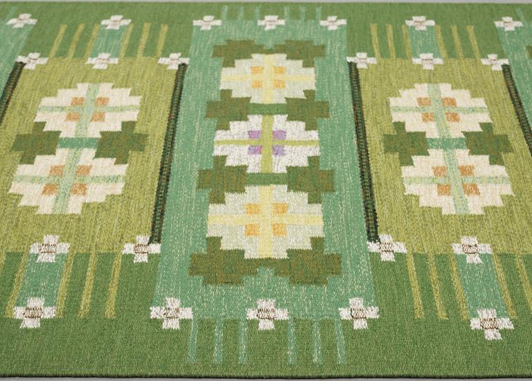 Ingegerd Silow, matta, rölakan, ca 211 x 137,5-139,5 cm, signerad IS.
