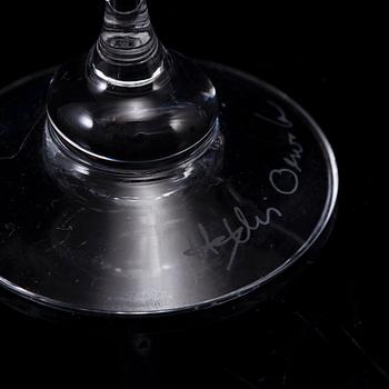 6 glasses, "Aurora", signed Heikki Orvola, Finn Crystal, Arabia Finland and Nuutajärvi.