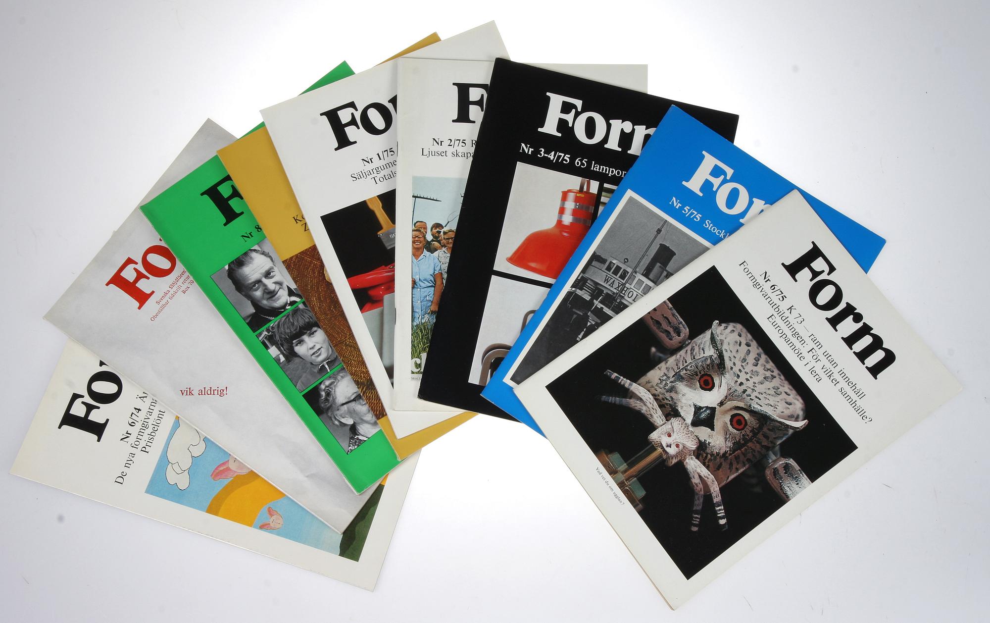 PARTI TIDSKRIFTER, ca 110 st, "Svensk Slöjdförenings Tidskrift FORM", 1970-1990-tal.