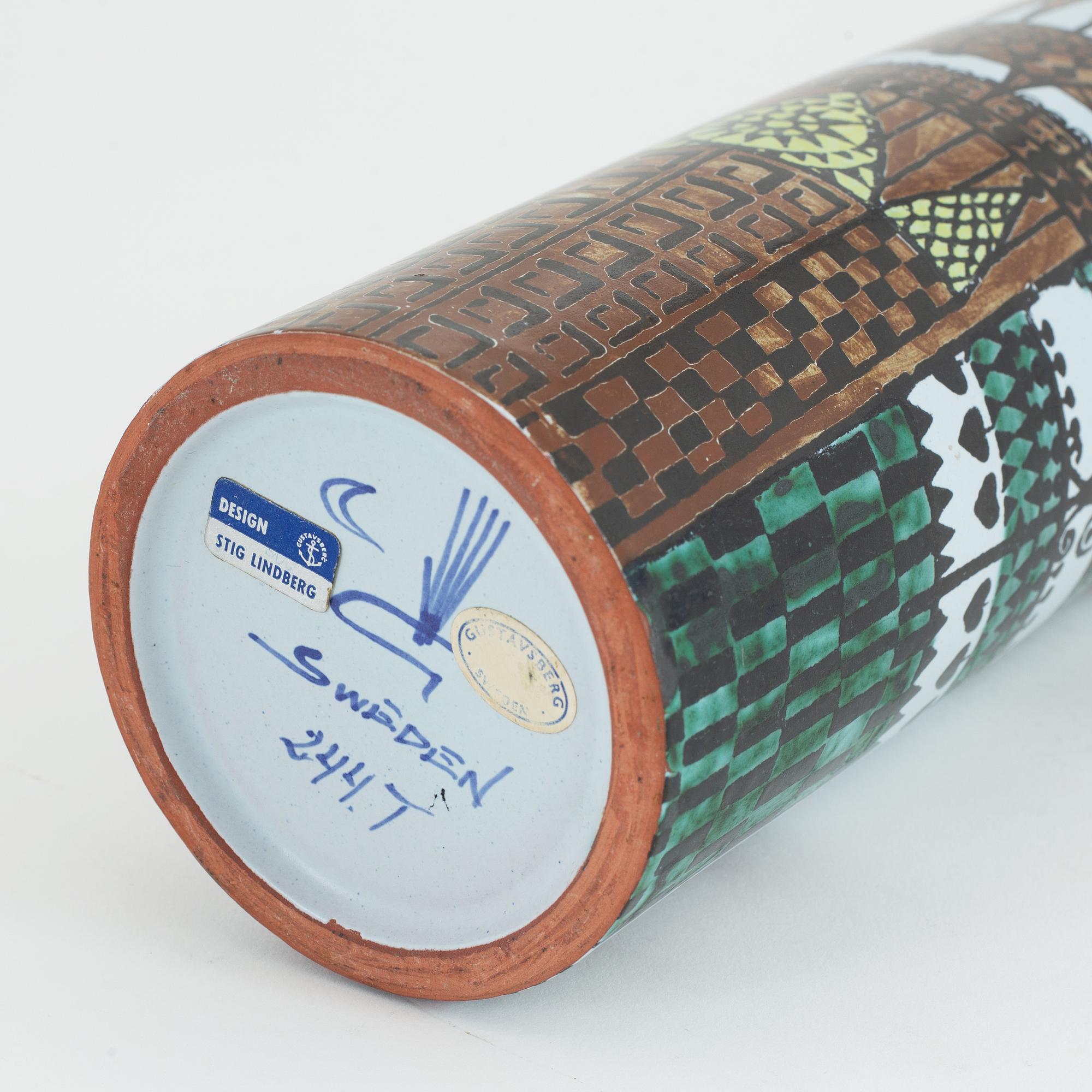 Stig Lindberg, vas, fajans, "Karneval", Gustavsbergs Studio.