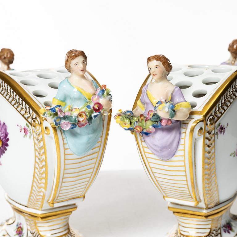 Royal Copenhagen, a pair of tulip vases, 'Saxon Flower', Denmark, 1894-1900. .