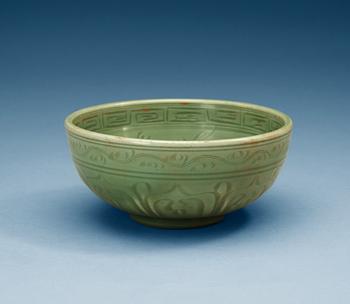 A celadon glazed bowl, Ming dynasty.