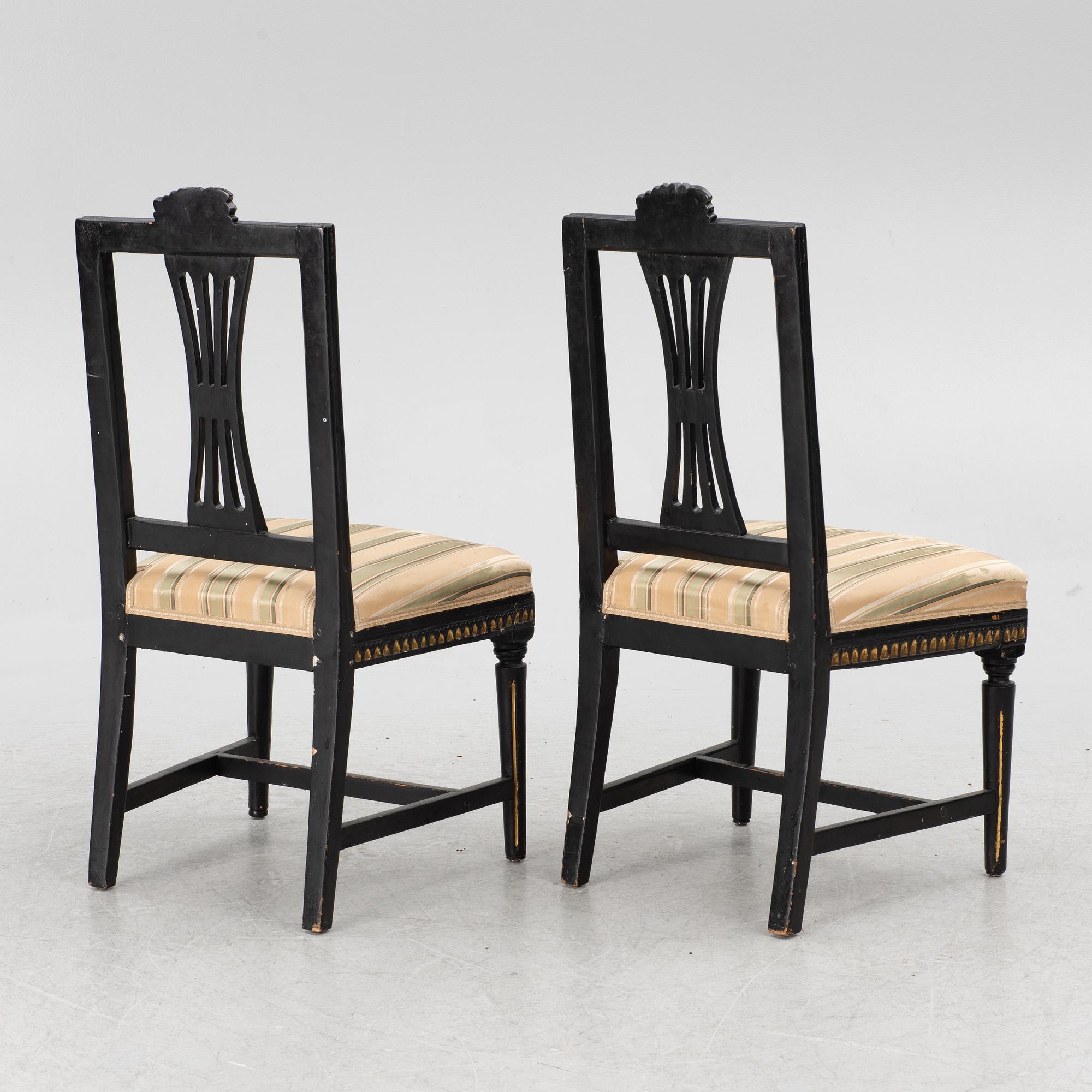 A pair of Gustavian chairs, second half of the 18th century.