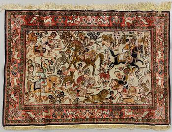 A Ghom souf rug, silk, 155 x 107 cm.