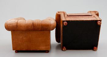 FÅTÖLJER, 1 par, Chesterfield, 1900-talets andra hälft.