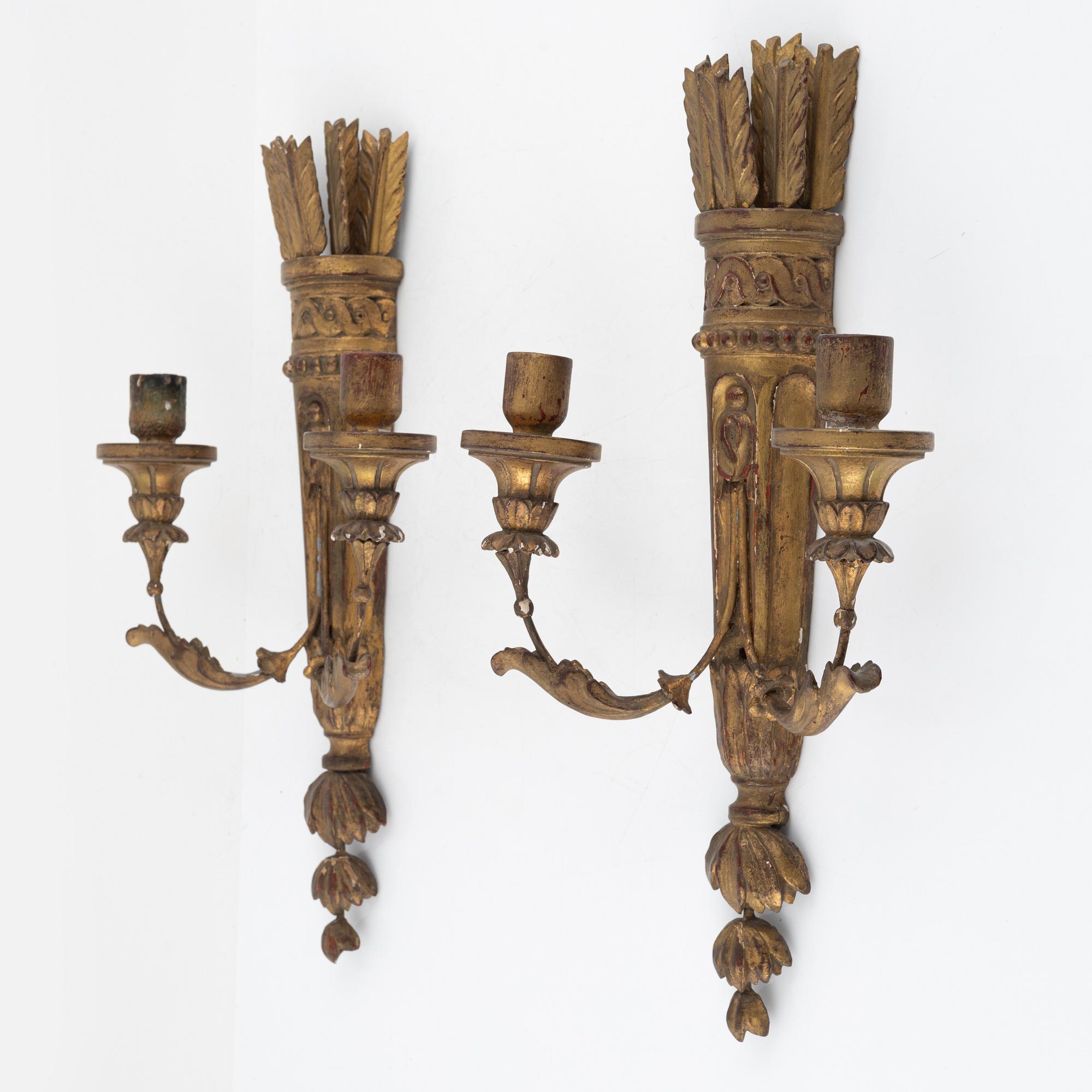 Ljuslampetter, ett par, Louis XVI-stil, omkring år 1900.