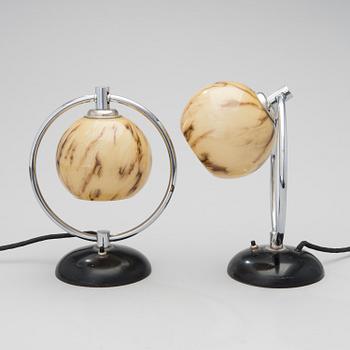 A pair of 1930s Art Deco wall lamps / table lamps.