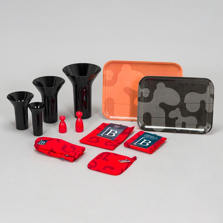 Eero Aarnio, erä kodintuotteita, 13 kpl, eri valmistajia.