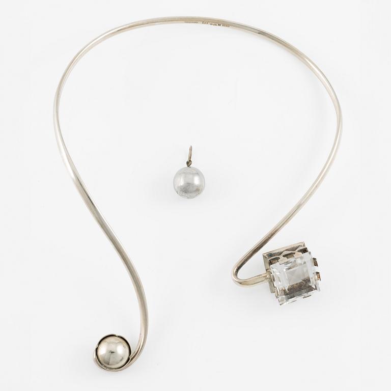 Stigbert, collar, neck ring, silver and rock crystal.
