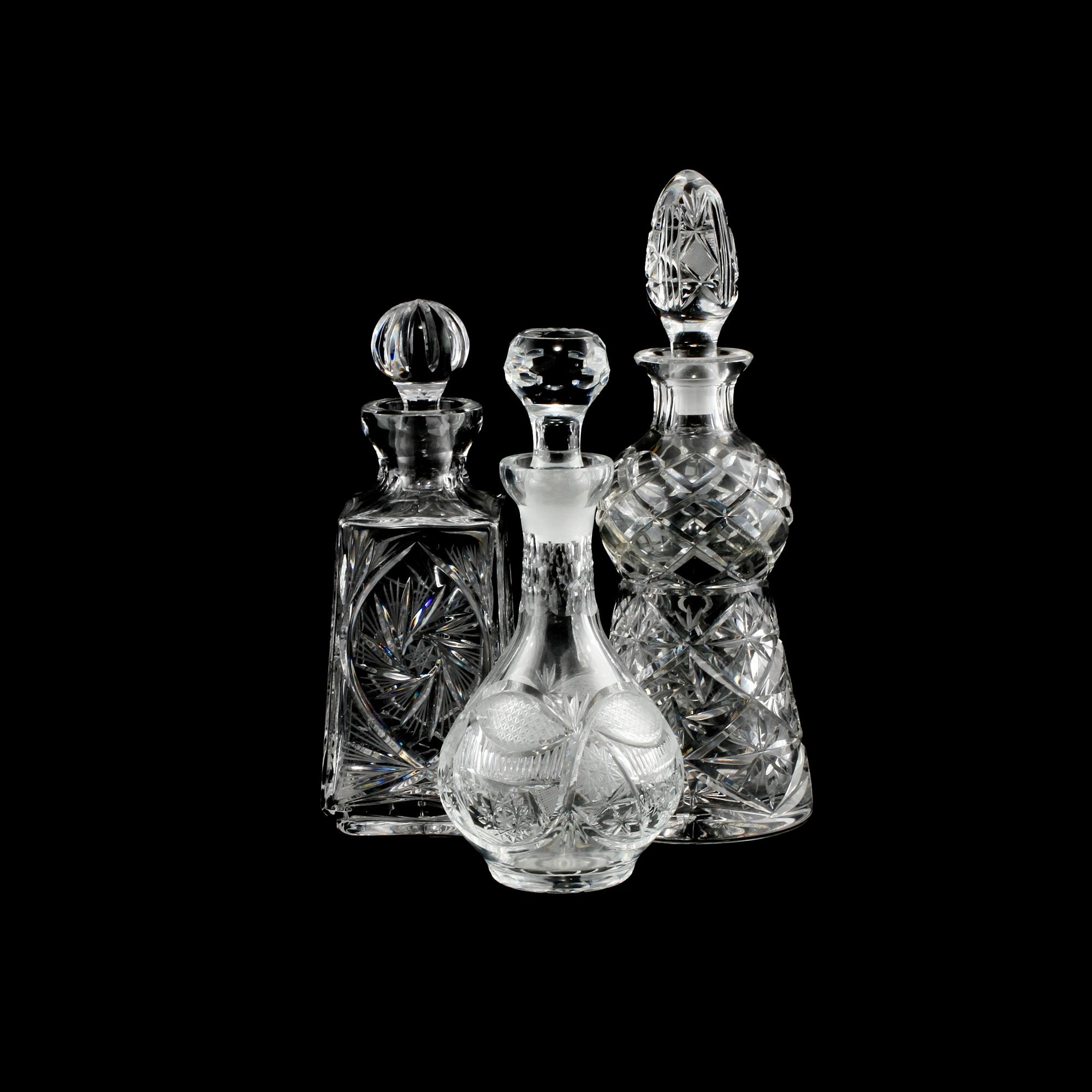 KARAFFER, 3 st, glas, 1900-tal.