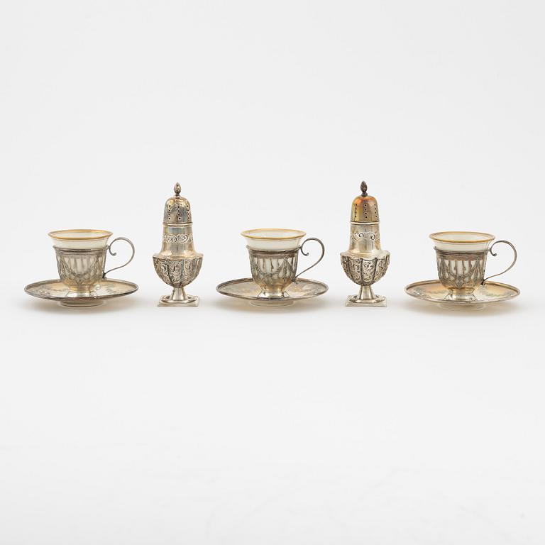 A five-piece set of Birmingham silver.