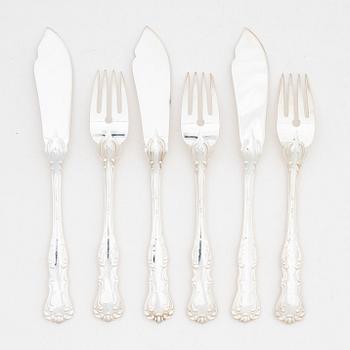 Fish cutlery silver 12 + 12, GAB, 1967.