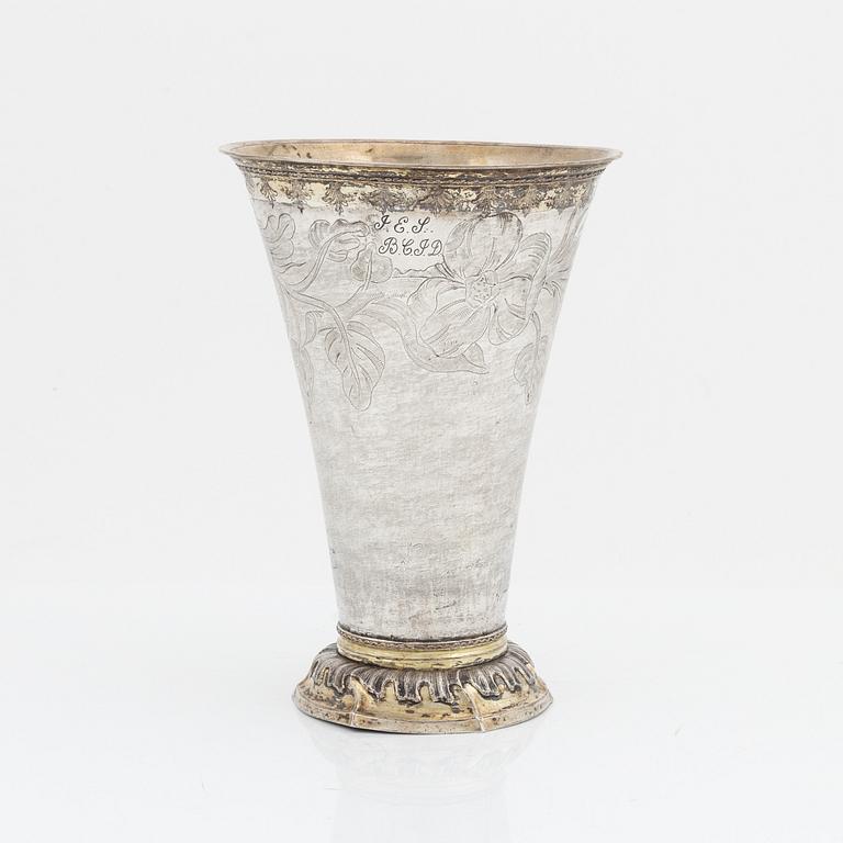 A Swedish 18th century parcel-gilt beaker, mark of Carl Klingwall, Västerås, 1783.