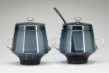 BÅLSKÅLAR, ett par och SLEV, glas, 1900-tal.