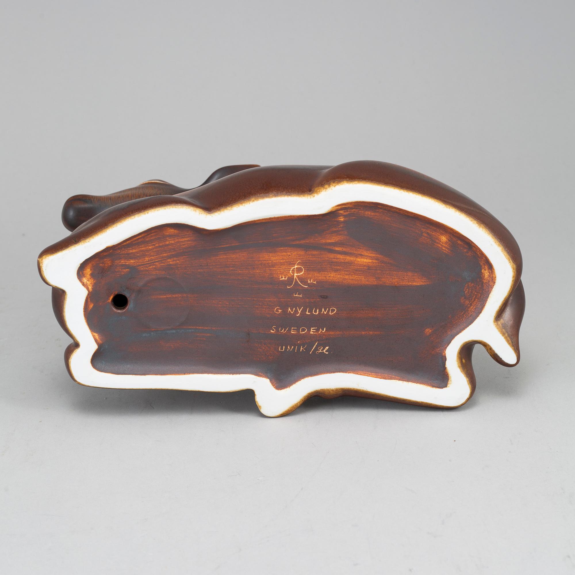 GUNNAR NYLUND, skulptur, stengods, Rörstrand, unik.