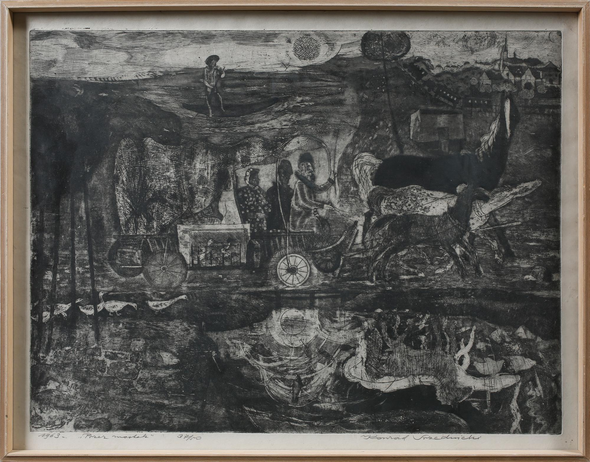 KONRAD SRZEDNICKI, litografi, signerad, daterad 1963 och numrerad 37/50.