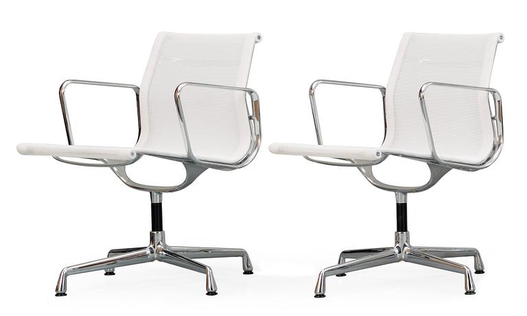 A pair of Charles & Ray Eames 'Aluminium Group, EA 107' armchairs, Vitra.