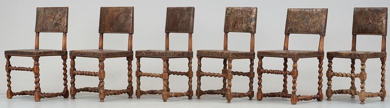 STOLAR, 6 st, barockstil, 1800-tal.