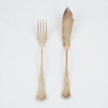 A set f 24 silver fish flat wear, 'Hallbergs Chippendale", C.G.Hallberg, 1931.