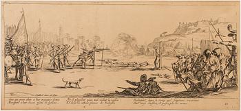 JACQUES CALLOT, Book, collection of 18 etchnings from Les miseres et les mal-hevrs de la gverre. 1633, later edition.