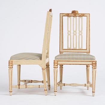 A pair of carved Gustavian chairs by J. Hammarström (master 1794-1812).