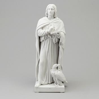 A bisquit figure of 'the Apostle Johannes' after Bertel Thorvaldsen, Royal Copenhagen, Denmark, 19th Century.