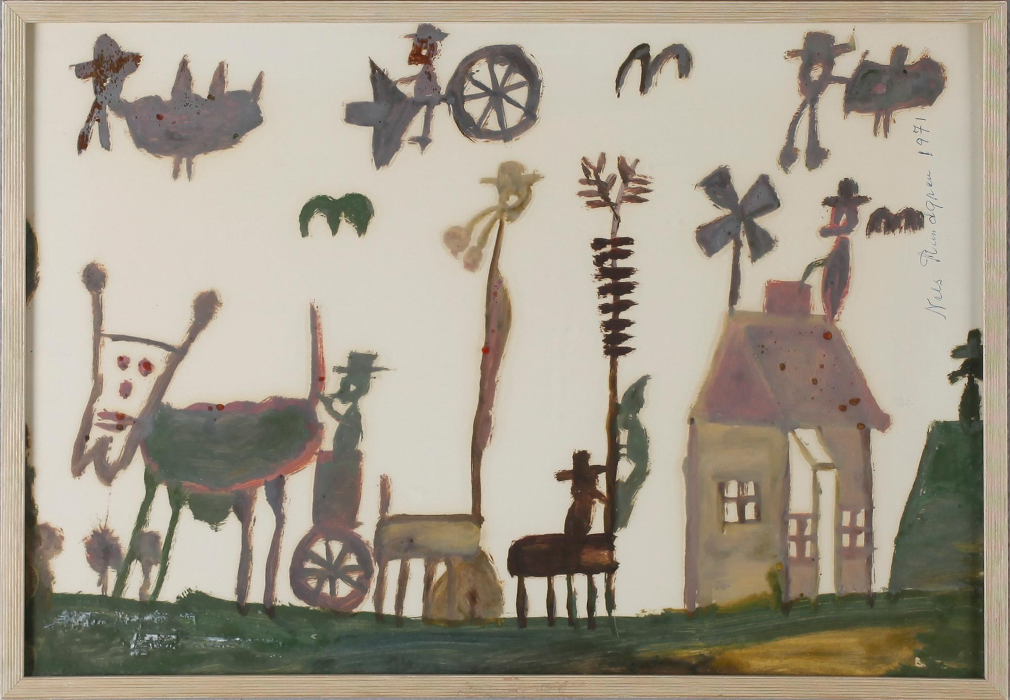 NILS "BJÖRNJÄGARN" RUNDGREN, gouache, signerad och daterad 1971.