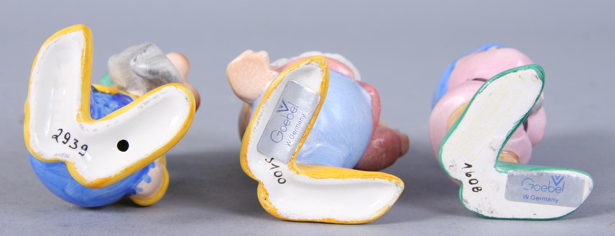 FIGURINER, 9 st, flintgods, Goebel, Tyskland, 1900-talets andra hälft.