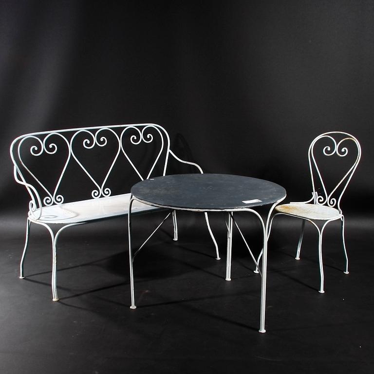 TRÄDGÅRDSMÖBEL, 3 delar. Järn.