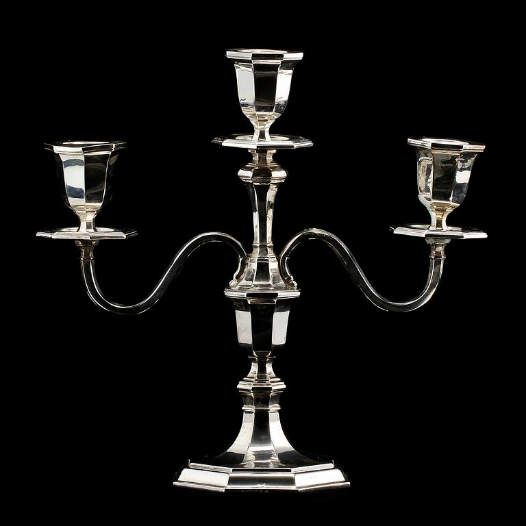 KANDELABER, silver, K. Andersson, Stockholm, 1920.