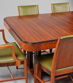 BORD samt STOLAR, 6 st, art déco, 1900-talets första hälft.