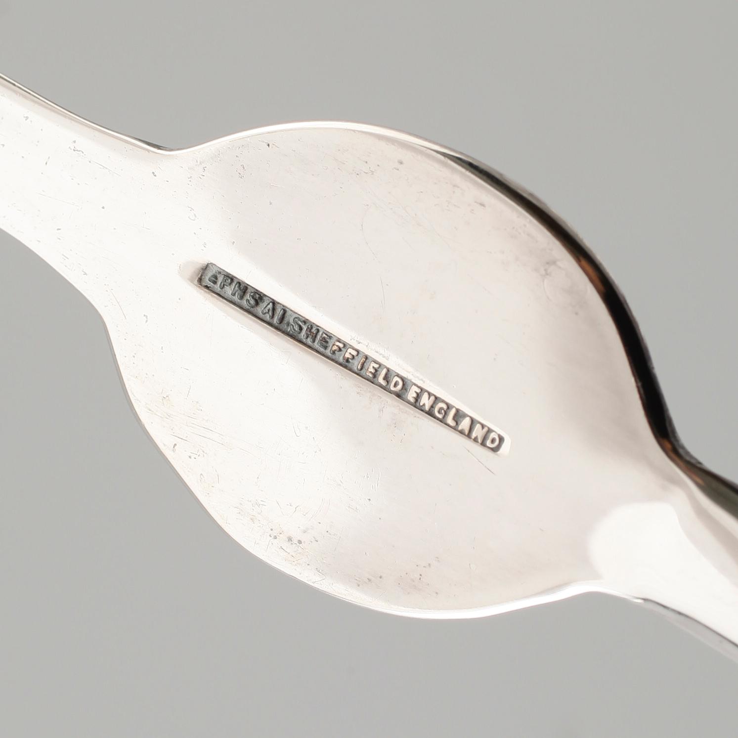 SKALDJURSBESTICK, 12 st, nysilver, Sheffield, England, 1900-talets mitt.